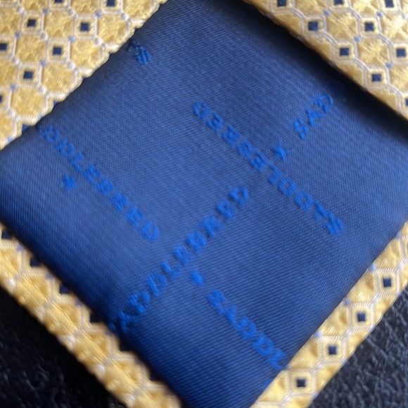 Saddlebred Yellow, Black & White Silk Tie - Picture 6 of 6